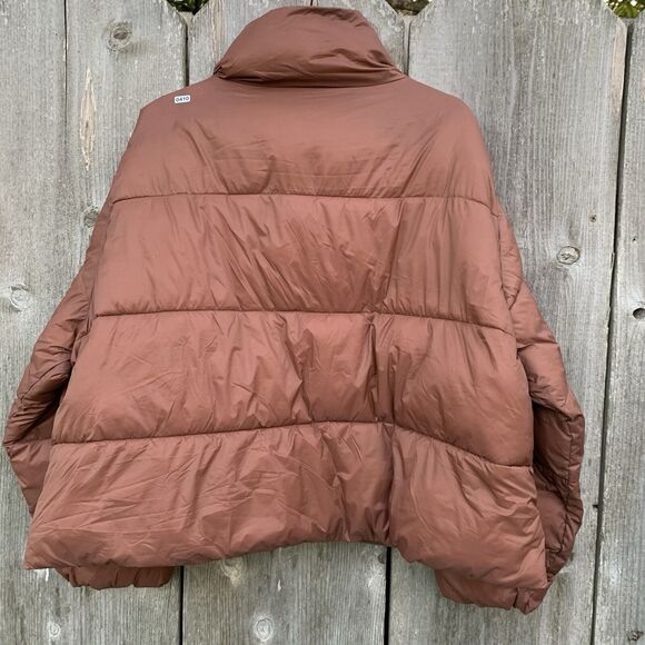 OLD NAVY Jacket Womens XL Brown Puffer Cropped Water Resistant Short Maple Quilt - Picture 5 of 15